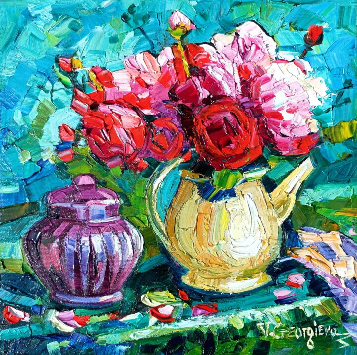 Red rosses Pittura, 11,8x11,8 in