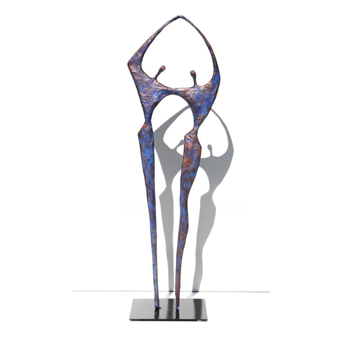 Les Enlacés, sculpture bicolore Heykel, 25,6x8,3 in
