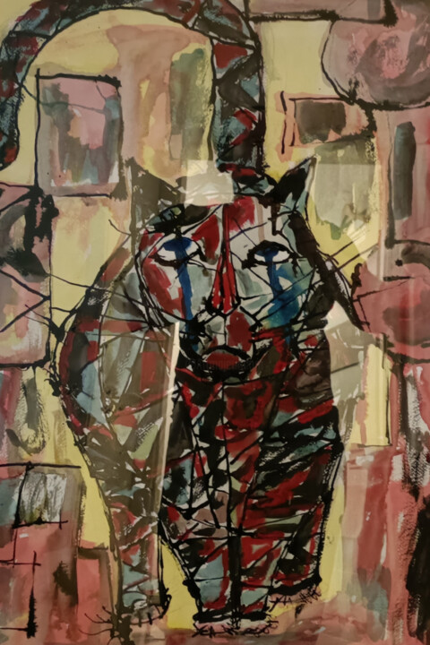 Peinture intitulée "Kot" par Michał Wiśniecki, Œuvre d'art originale, Aquarelle