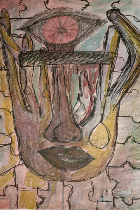 Peinture intitulée "Szubienice" par Michał Wiśniecki, Œuvre d'art originale, Aquarelle
