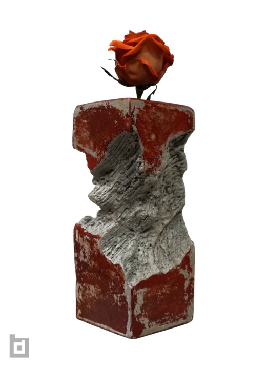 Sculpture titled "LOMAC BRUTALIST VASE" by Paolo Castagna (Brutalist Design), Original Artwork, Cement