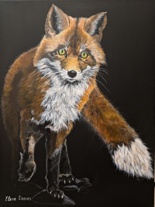 Acrylic Painting "Night Prowl" on 18" x 24" Canvas 绘画, 24x18 in