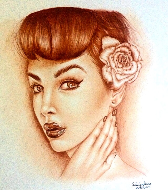 Rosa scarlatta Tekening, 15,8x11,8 in