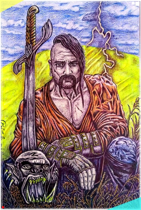 Schilderij getiteld "Воїн" door Sergei Burdyk, Origineel Kunstwerk, Gelpen Gemonteerd op artwork_cat.
