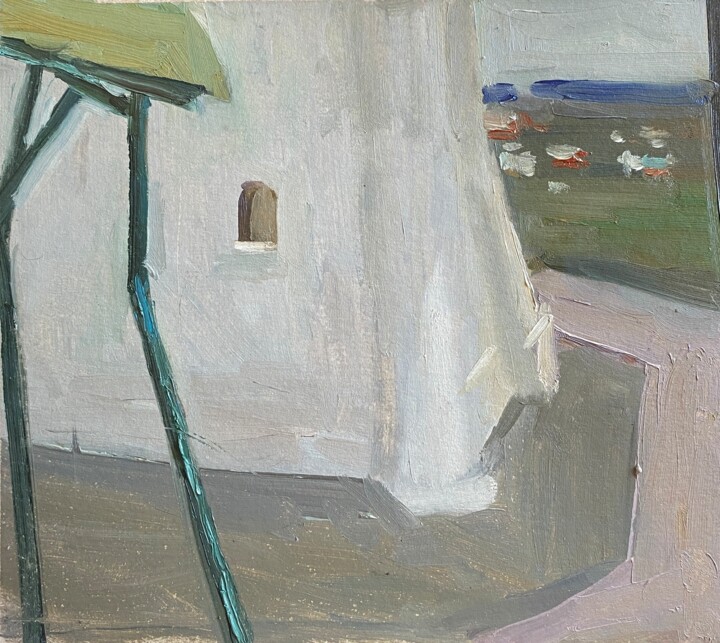 Tranquil Church Wall Oil Painting Tablo, 7,9x7,9 in