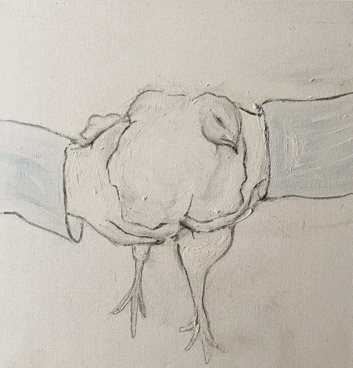 Henne auf Händen getragen 绘画, 15.8x15.8 in