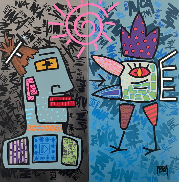 Inca Diptyque 绘画, 31.5x31.5 in