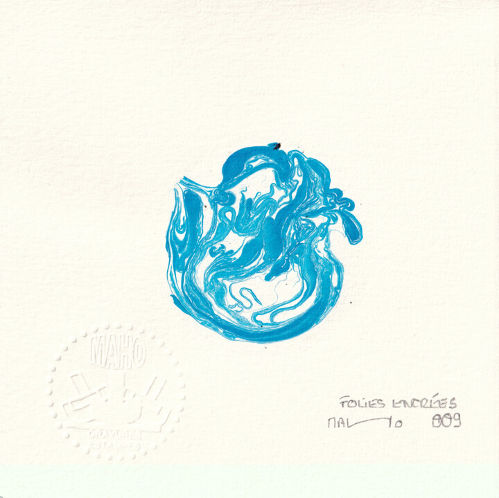 Peinture intitulée "FOLIES ENCREES 009" par Dominique Keruzec (Maho), Œuvre d'art originale, Encre