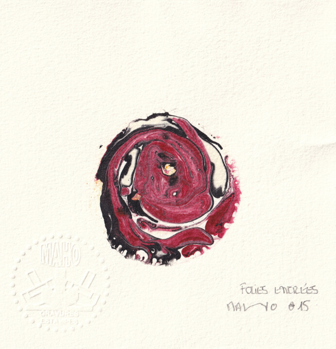 Peinture intitulée "FOLIES ENCREES 015" par Dominique Keruzec (Maho), Œuvre d'art originale, Encre