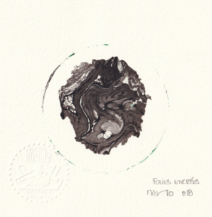 Peinture intitulée "FOLIES ENCREES 018" par Dominique Keruzec (Maho), Œuvre d'art originale, Encre