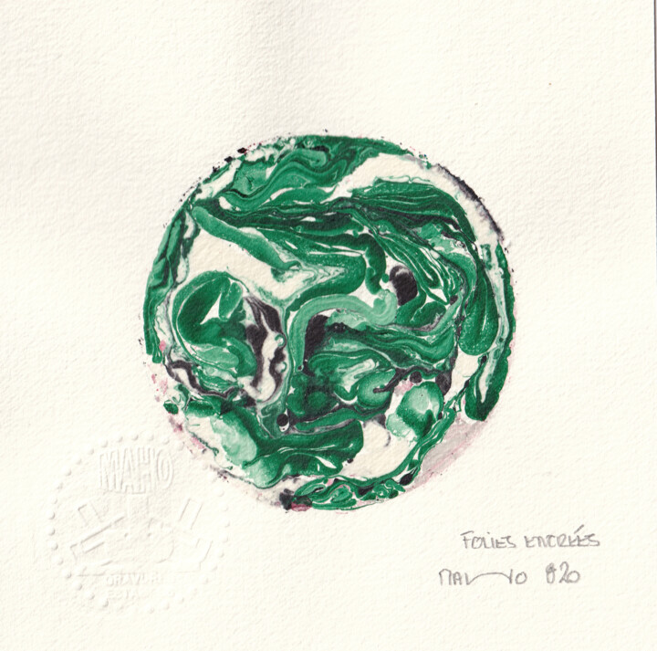 Peinture intitulée "FOLIES ENCREES 020" par Dominique Keruzec (Maho), Œuvre d'art originale, Encre