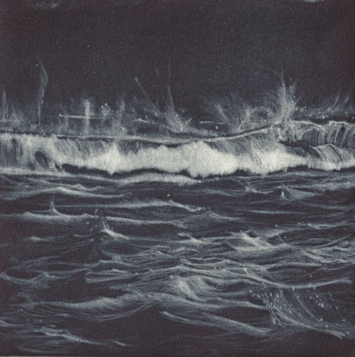 Gravures & estampes intitulée "L'ECUME BATTANTE 1" par Dominique Keruzec (Maho), Œuvre d'art originale, Gravure