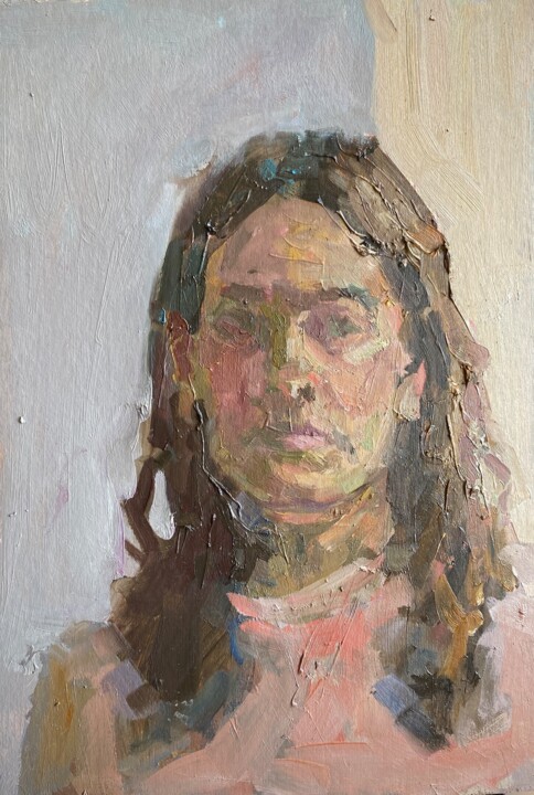 Expressive Portrait of a Woman in Bold Brushwork 绘画, 11.8x7.9 in