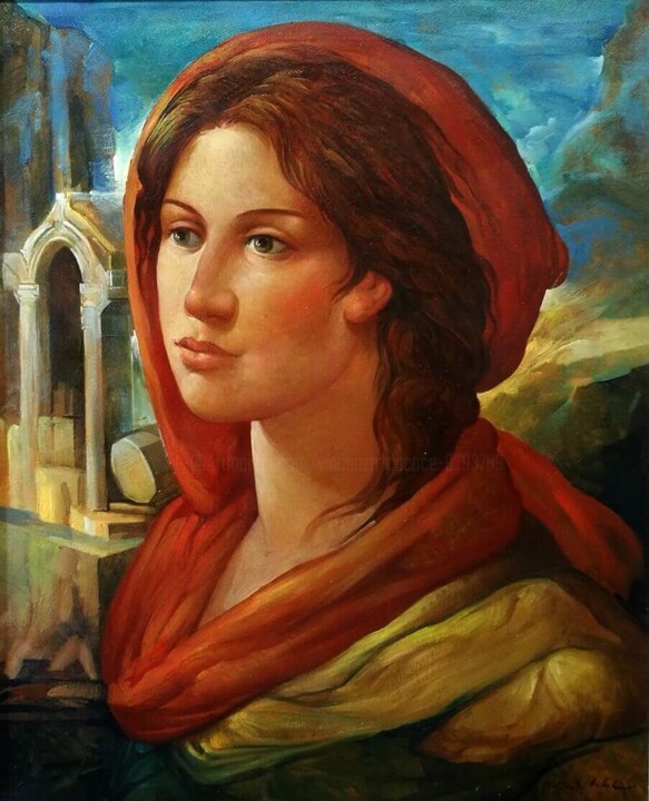 La donna dell’eroe 绘画, 19.7x15.8 in