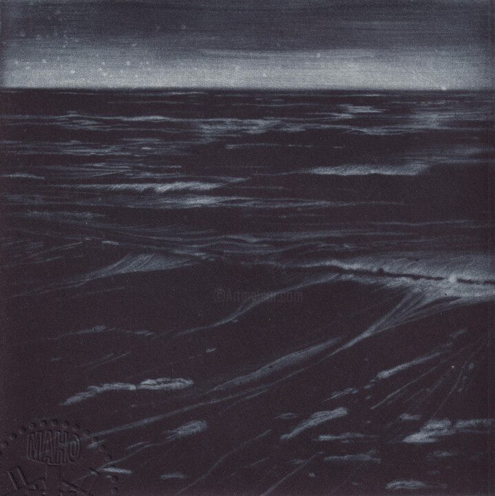 Gravures & estampes intitulée "MAREE BASSE" par Dominique Keruzec (Maho), Œuvre d'art originale, Gravure