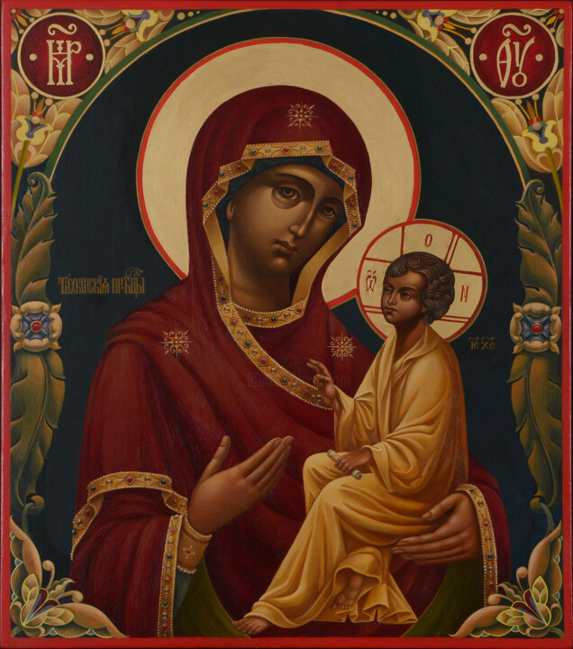 Icon of the Holy Mother of God of Tikhvin 绘画, 12.2x10.6 in