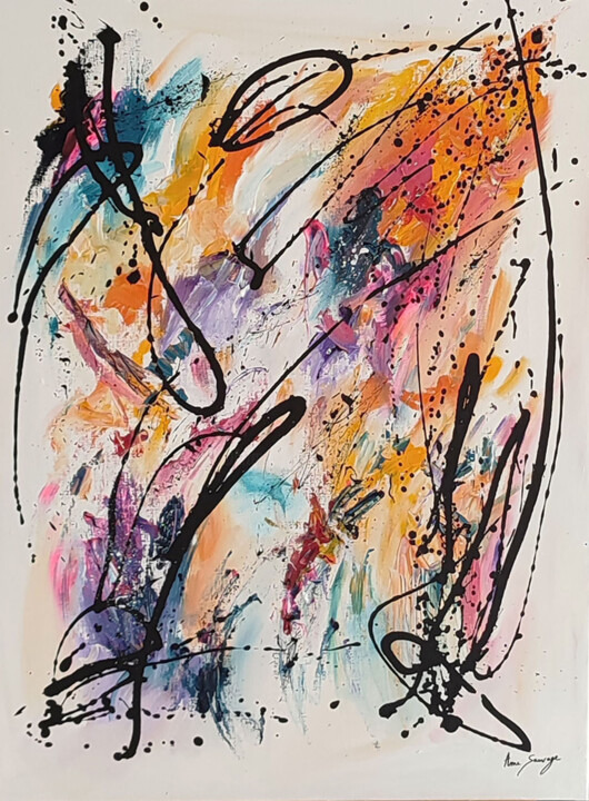 Peinture intitulée "La graphiste - tabl…" par Âme Sauvage, Œuvre d'art originale, Acrylique Monté sur Châssis en bois