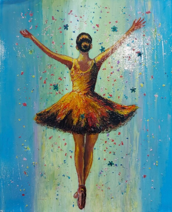 Peinture intitulée "Danza con flores" par Flora Estevez, Œuvre d'art originale, Acrylique Monté sur Châssis en bois