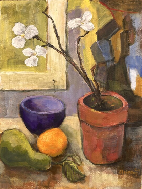 Weiße Blüten 绘画, 15.8x11.8 in