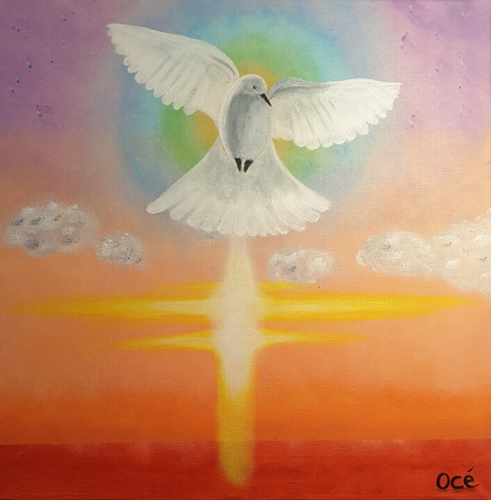 Ascension lumineuse "L'Envol" 绘画, 19.7x19.7 in