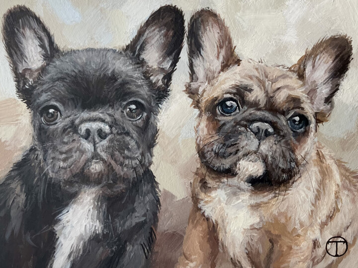 French bulldogs Tablo, 7,1x9,5 in