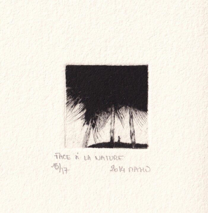 Gravures & estampes intitulée "FACE A LA NATURE" par Dominique Keruzec (Maho), Œuvre d'art originale, Gravure