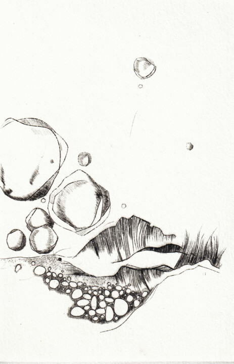 Gravures & estampes intitulée "PIERRES QUI ROULENT…" par Dominique Keruzec (Maho), Œuvre d'art originale, Gravure