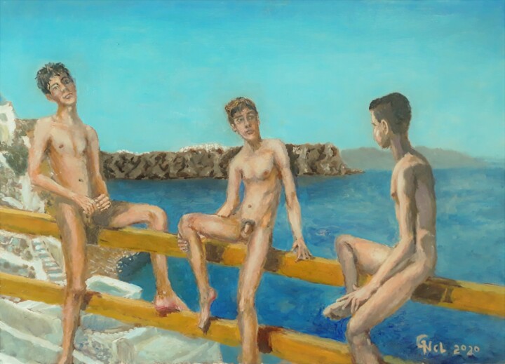 Sea boys.. 绘画, 13.8x19.7 in