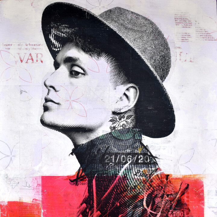 Collage_226_Red portrait 拼贴, 19.7x19.7 in