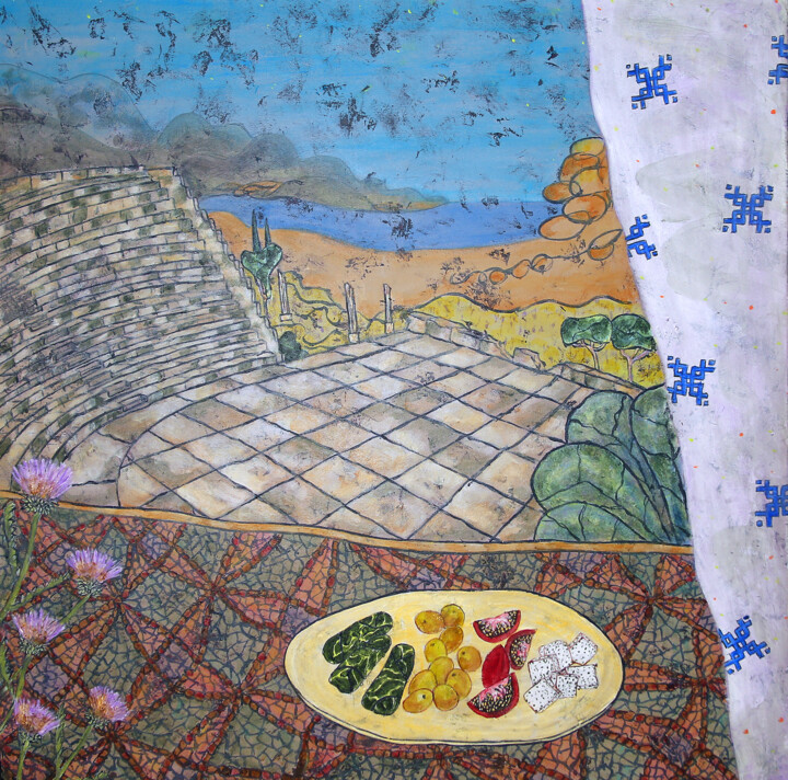 Kourion Cyprus 绘画, 39.4x39.4 in