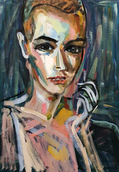 Красота и трогательность Шинед О'Коннор 绘画, 27.6x19.7 in