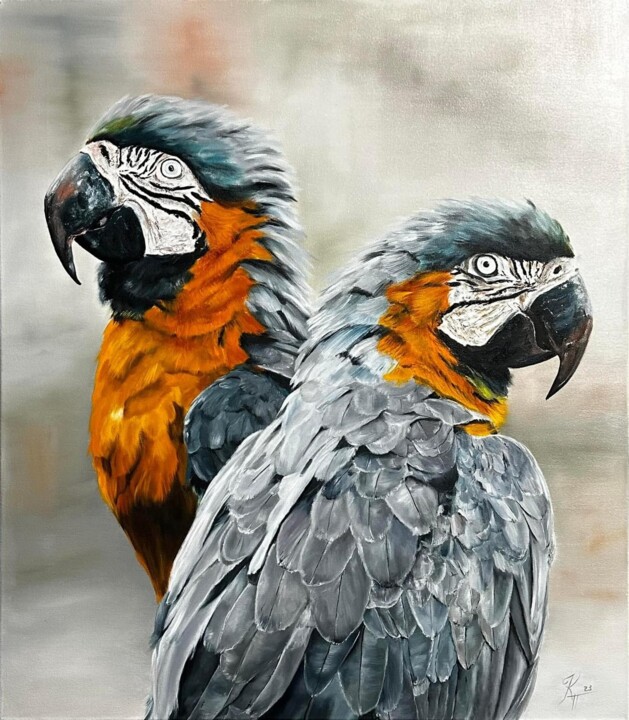 «Parrots” 绘画, 31.5x27.6 in