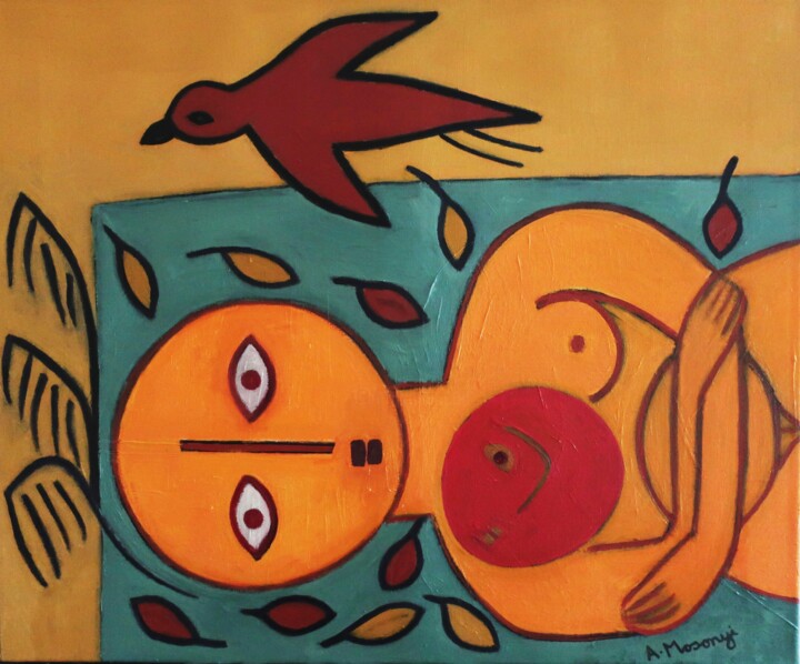 CHANT D'AUTOMNE 绘画, 21.3x25.6 in