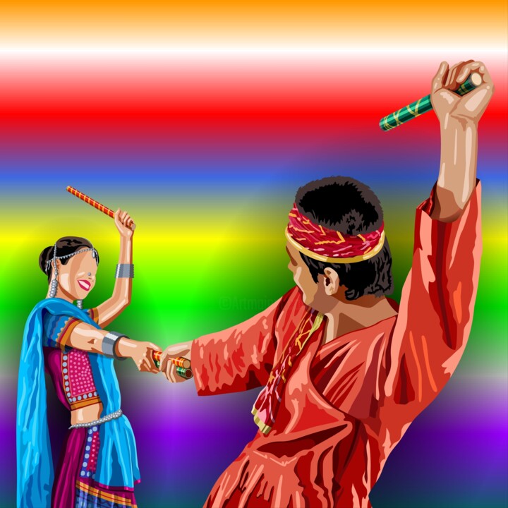 Traditional Gujarati Dance 数字艺术
