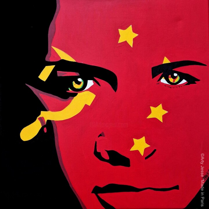 Painting titled "Rouge Coco" by Jesse, Original Artwork, Acrylic Mounted on Wood Stretcher frame