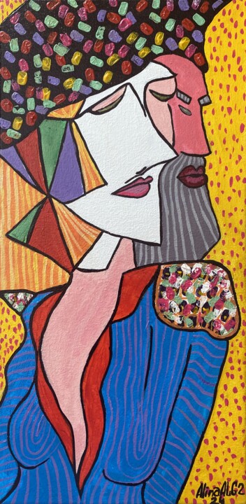 Painting titled "Parents" by Alina Nilova, Original Artwork, Acrylic Mounted on artwork_cat.