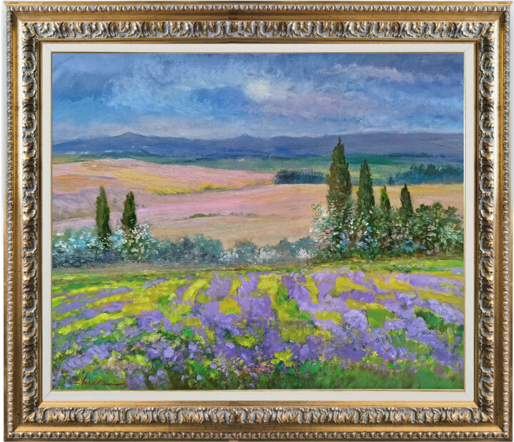 Painting titled "Flowery impressioni…" by Biagio Chiesi, Original Artwork, Oil Mounted on Wood Stretcher frame