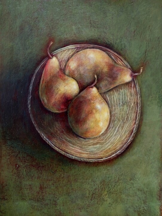 Painting titled "Pears" by Hadzi Natalija Milutinovic, Original Artwork, Acrylic