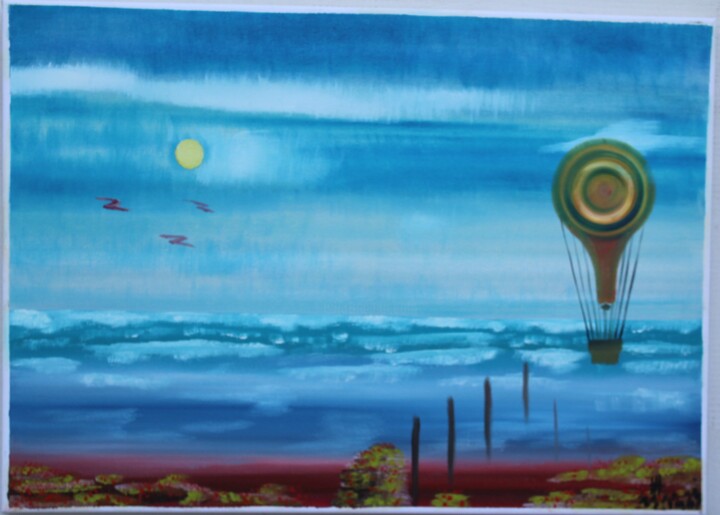 Ballonfahrt entlang des Meeres 绘画, 19.7x27.6 in