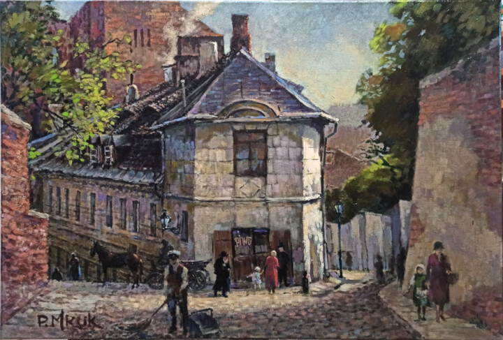 Przedwojenna Warszawa, ul. Źródłowa. Peinture, 19,7x27,6 in