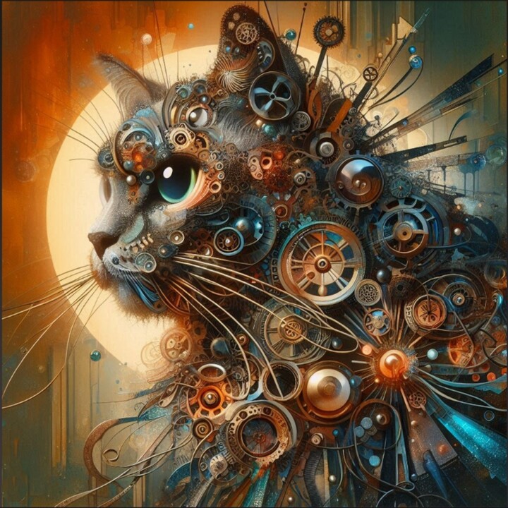 Les Rouages du Temps - Le Chat aux aguets 数字艺术