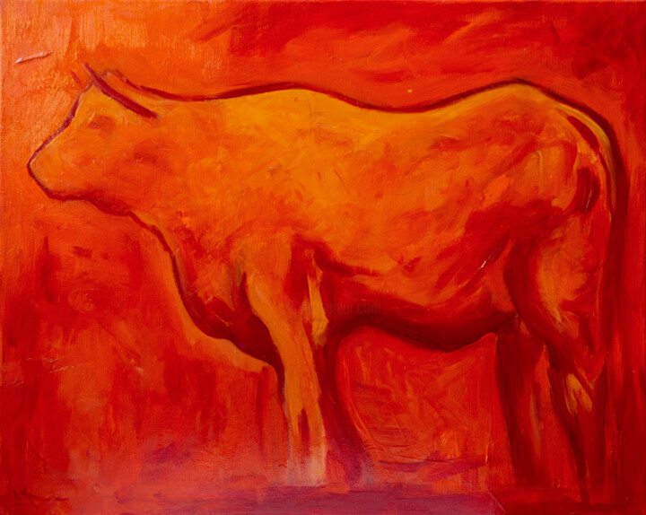 Vache rouge 绘画, 15.8x19.7 in