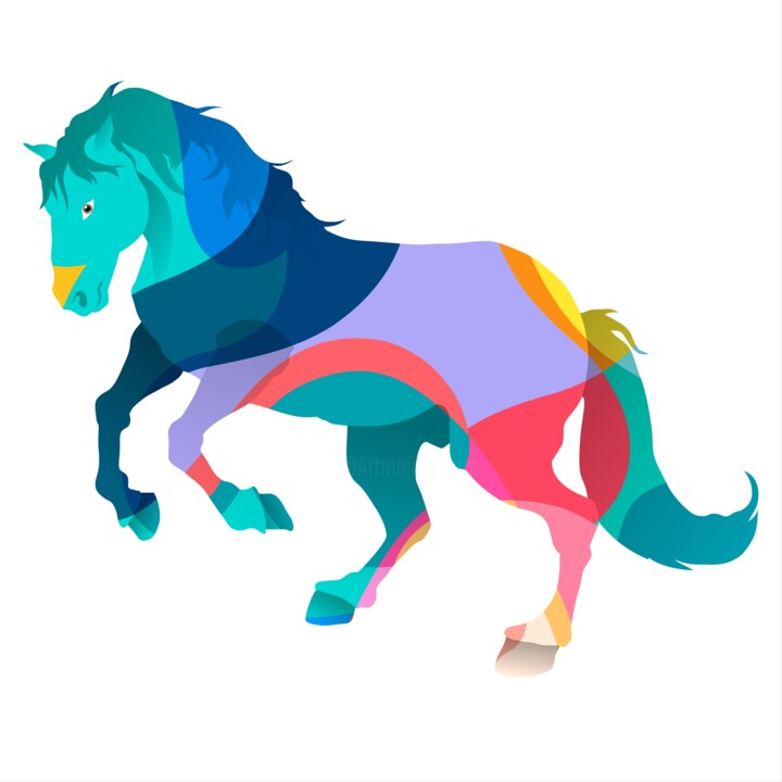 Digitale Kunst getiteld "A abstract horse is…" door Shamim Shaikh, Origineel Kunstwerk, 2D Digital Work