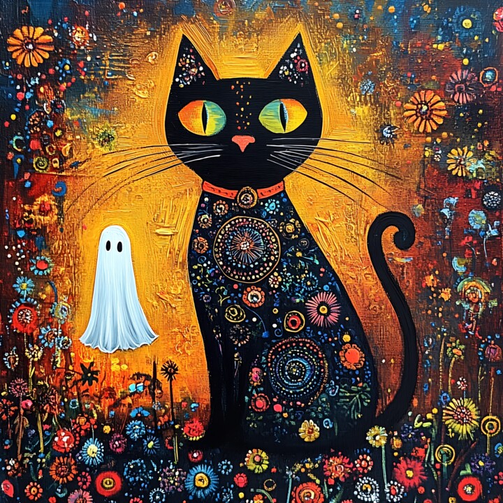 Halloween Cat & Ghost Charm 数字艺术