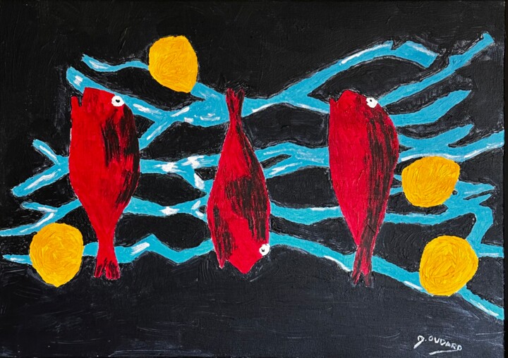 Danse nocturne des poissons Pittura, 19,7x27,6 in