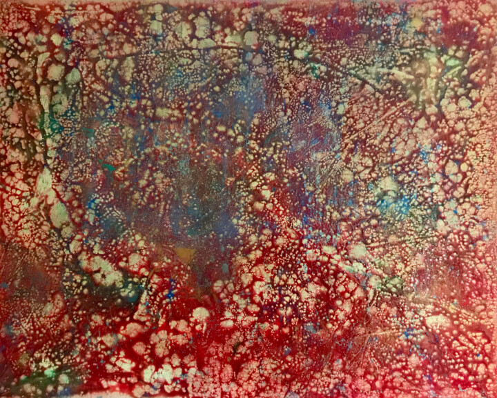 Pittura intitolato "Gold on Red Sea" da Cristina Ticovschi, Opera d'arte originale, Smalto Montato su Telaio per barella in…