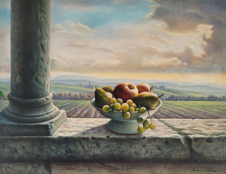 Painting titled "Senza tempo" by Samuele Vanni, Original Artwork, Tempera Mounted on Wood Panel