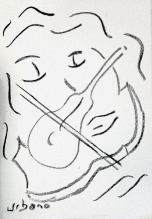 Femme au violon 图画, 16.1x11.8 in