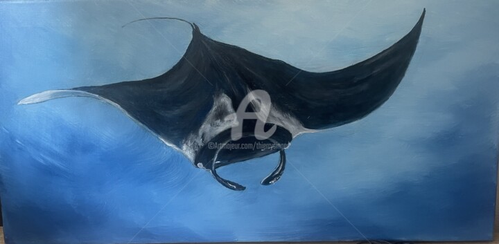 EXPOSITION LE MONDE DE LA MER - EVA 绘画, 11.8x23.6 in