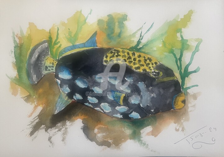 Aquarelles fonds marins 16 绘画, 8.3x11.4 in